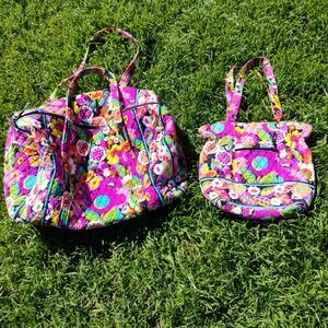 Vera Bradley Quilted Floral Tote and Mini Satchel in Hot Pink Multi